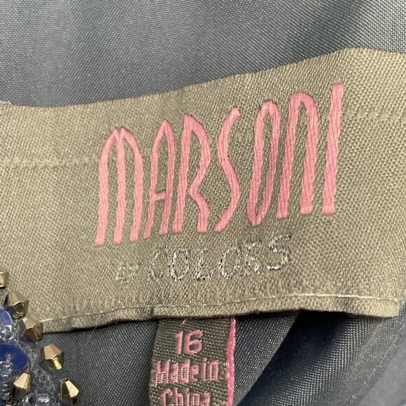 NEW MARSONI Women’s Beaded Gown Blue Size 16 - Picture 5 of 7